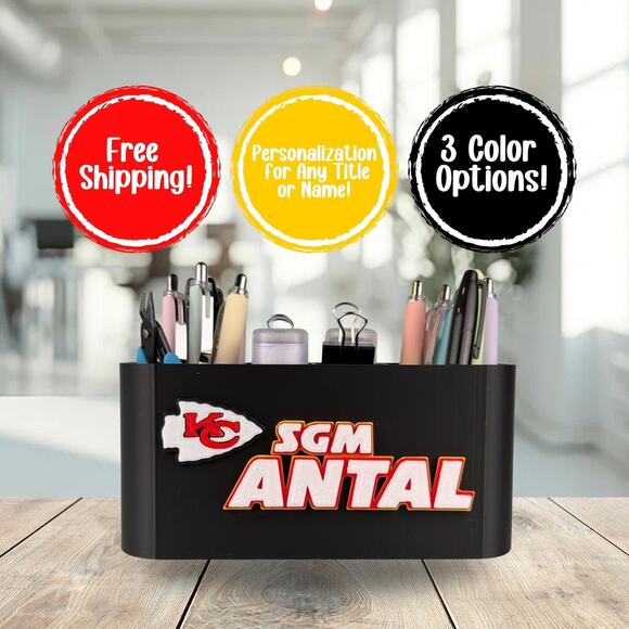 Personalized Kansas City Chiefs Desk Organizer, Chiefs Gift, Chiefs Office Decor - Picture 1 of 10